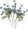 5 Pcs Dusty Blue Faux Silk Mums – Mini Artificial Chrysanthemums with Stems for DIY Wedding Centerpieces, Floral Arrangements, Vase Fillers & Home Décor